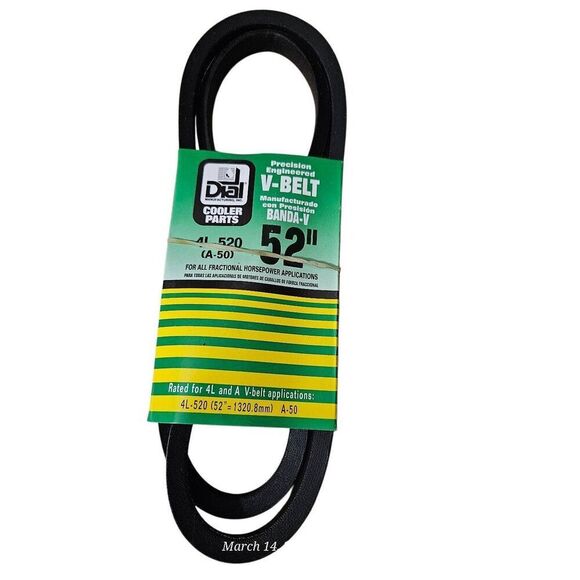 Dial cooler parts v-belt 52" 4l-520 (a-50) - belt #17 - Picture 1 of 6